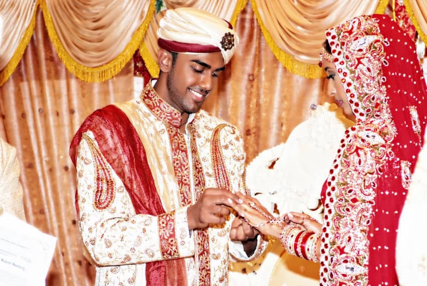 Indian ceremony wedding ring exchange