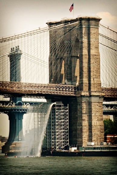 Brooklyn Bridge Waterfall In New York