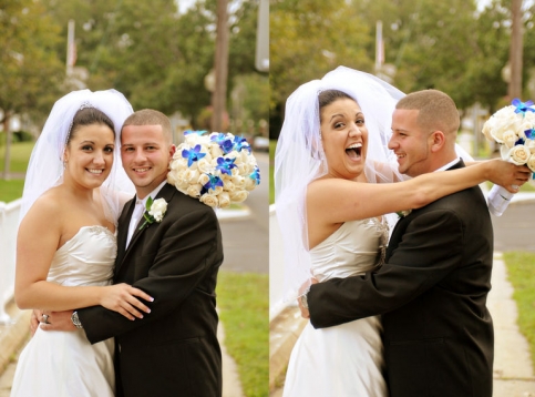 Laughing moments of the bride and groom